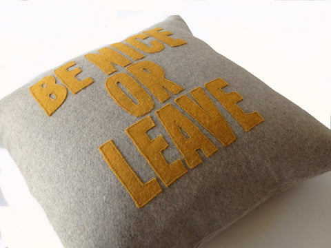 amore beaute be nice or leave linen pillow
