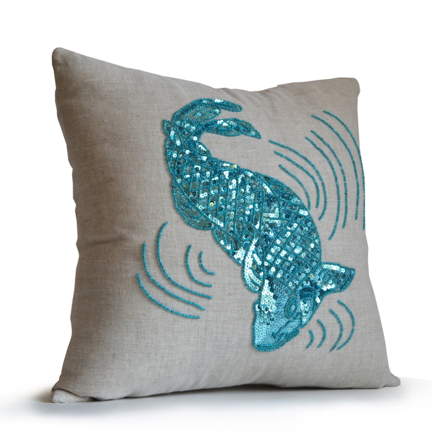 Grande Seahorse Embroidered Pillow