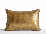 Handmade navy blue throw pillow with gold sequin