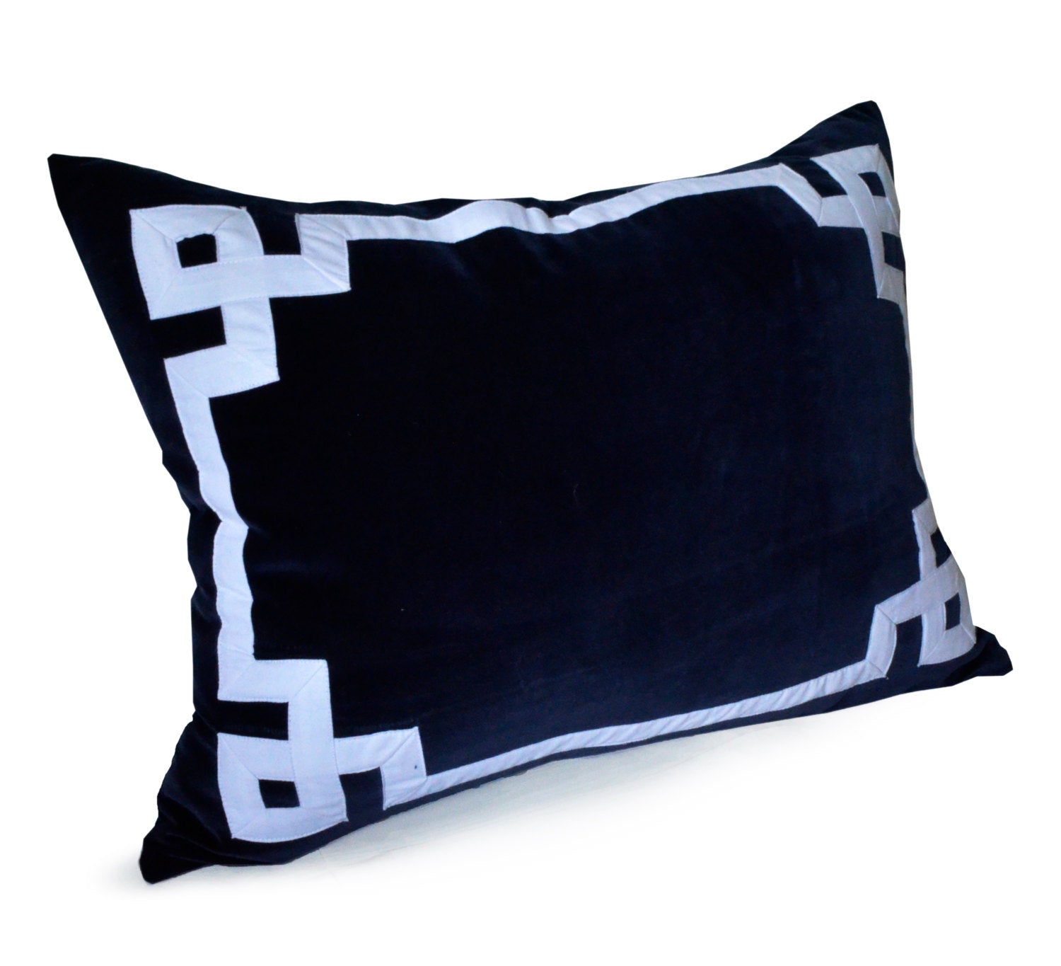 Amore Beaute Navy Blue Greek Key Throw Pillow Cover