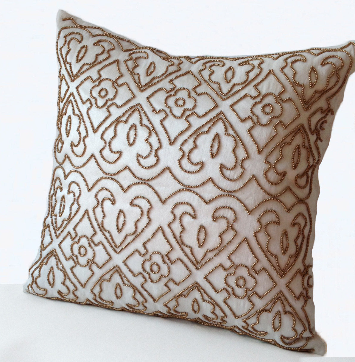 Amore Beaute Gold pillow inspired by the glamour and sumptuous patterns loved by Maharajahs.