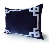Amore Beaute navy blue and white cushion lends a classic and luxurious charm to any home decor.