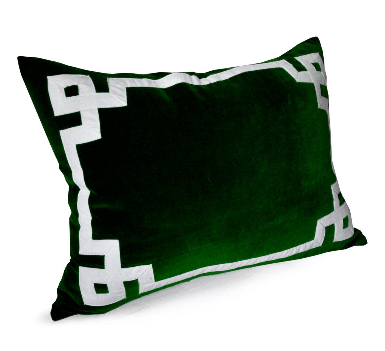 Emerald Green Greek Key Throw Pillow Cover