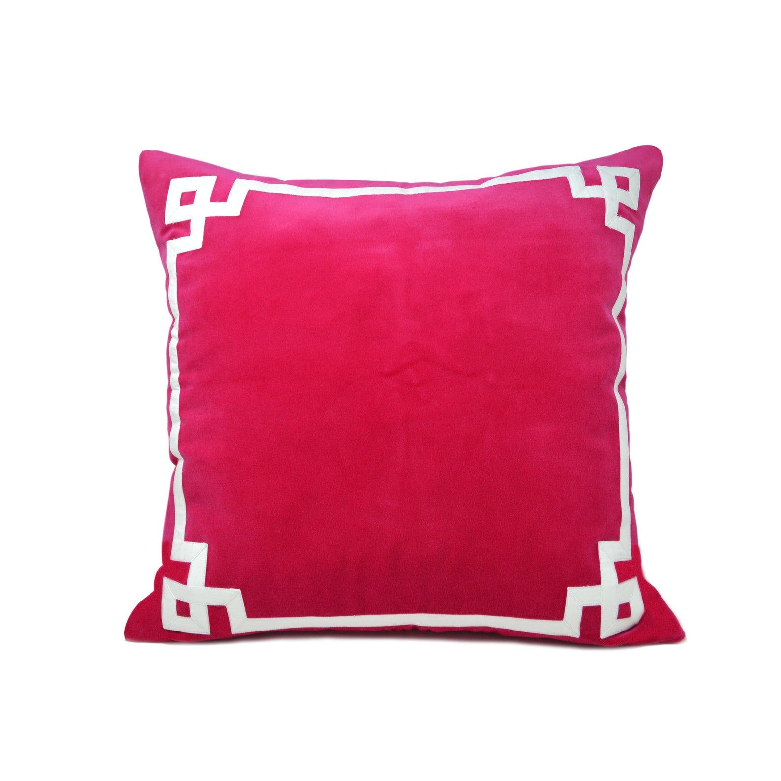 Hot Pink Greek Key Throw Pillow Cover