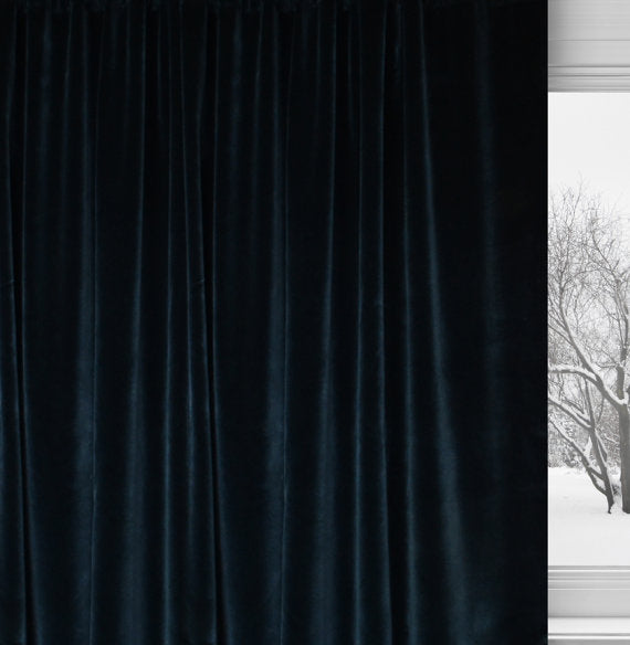 black cotton velvet curtain