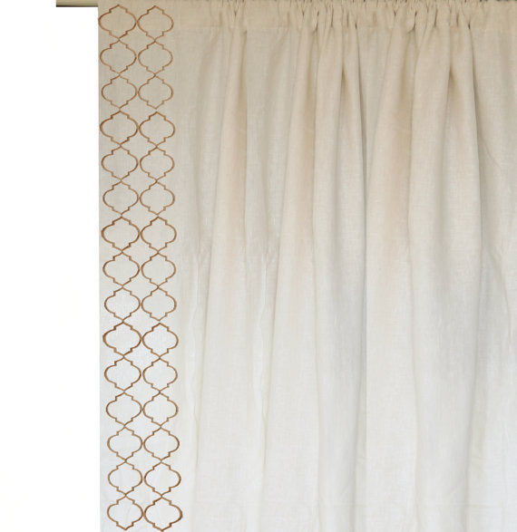 Amore beaute linen curtain with trellis embroidery