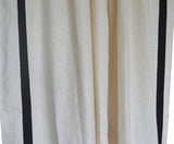 Ivory linen curtain with gray trim 
