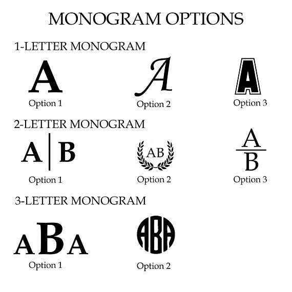 Amore Beaute Monogram Options Chart