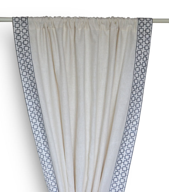 amore beaute linen curtains in lattice embroidery