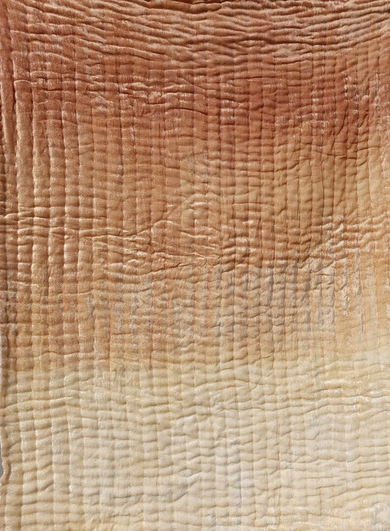 Amore Beaute soft plush Ombre velvet quilt reverses to equally soft cotton fabric.
