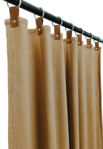 Amore Beaute Wool Felt Curtains with Genuine Leather Tabs