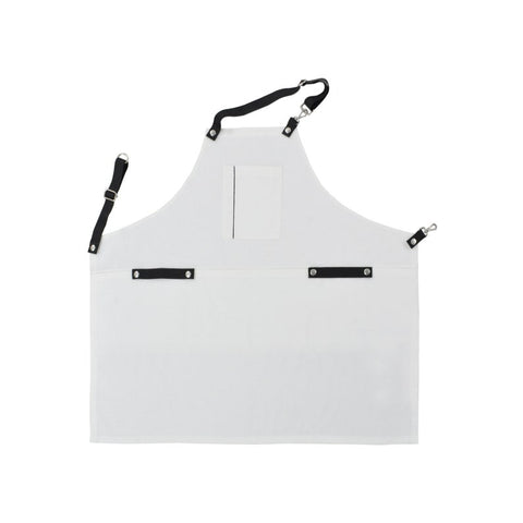 Amore Beaute Black Canvas Apron With Adjustable Real Leather Straps