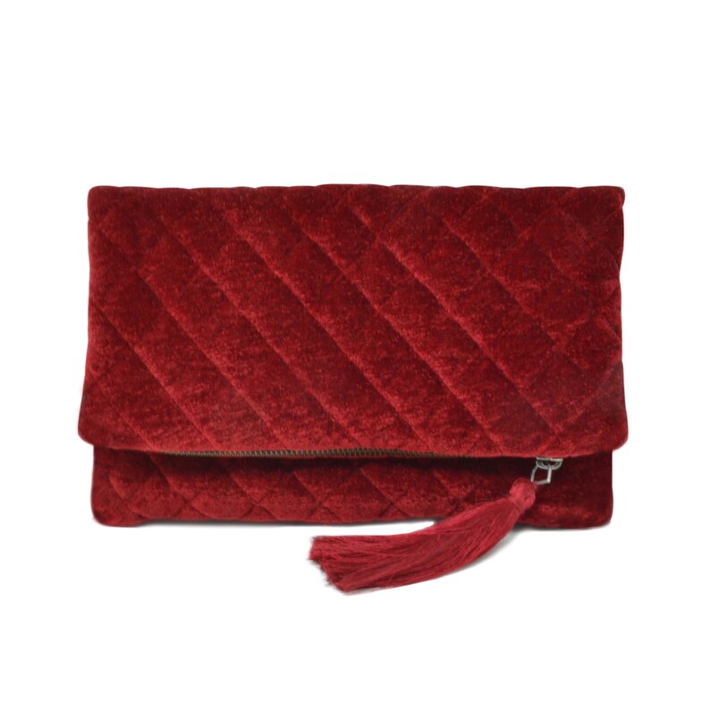 burgundy ruffled velvet handbag - Laura Madrigano
