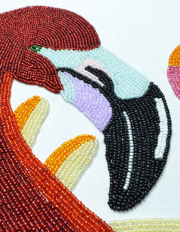 Three Flamingo Wall Art in Beads