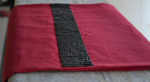 Rio red table runner with black beads embroidery