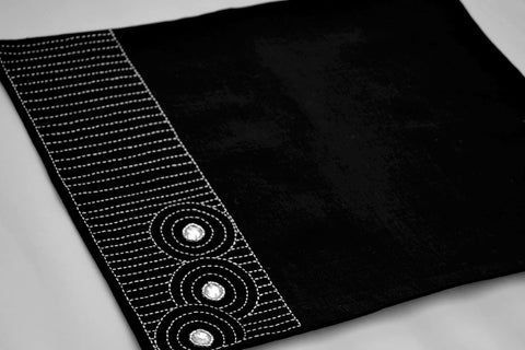 Black linen designer embroidered place mats
