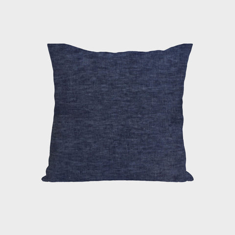 Handmade blue linen cushion cover with zipper