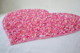 Handmade white linen pillow covers with pink sequin