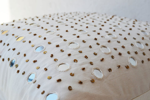 Handmade white mirror silk throw pillow