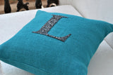 Amore Beaute Turquoise Blue Burlap Decorative Throw Pillow Cover Backed by cotton lining