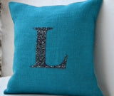 Amore Beaute monogrammed decorative pillow cover has a beautiful big personalized letter with subtle sparkle.