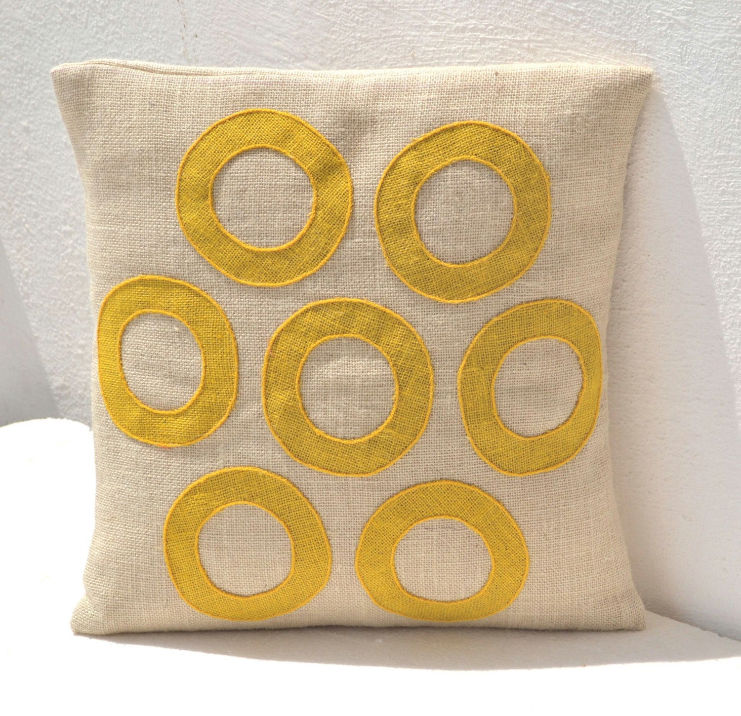 Handmade outdoor yellow geometric throw pillows