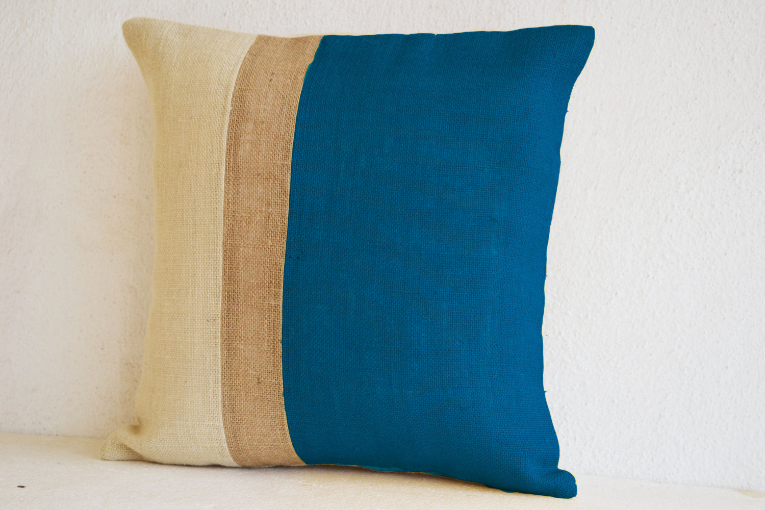 Handmade jute pillow covers in different colors and color block