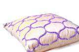 Handmade purple silk throw pillow cover with beads