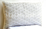 Handmade ivory white throw pillows with sashiko wave pattern