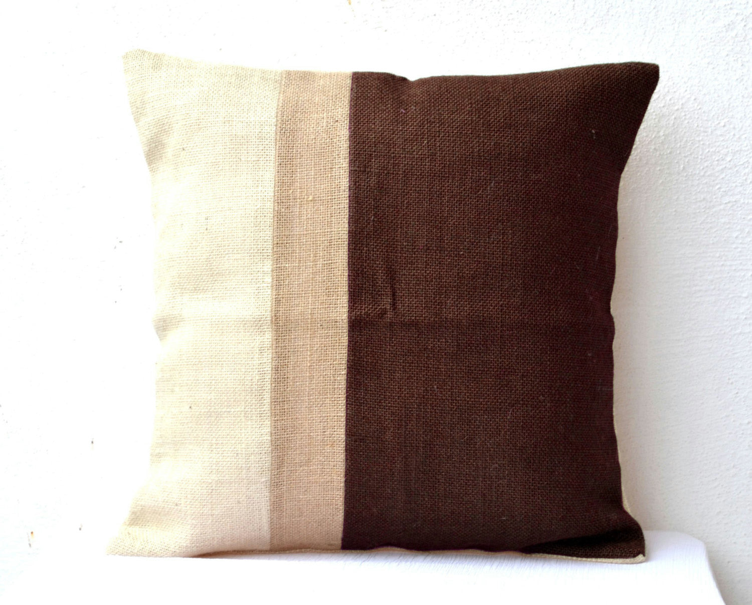 Handmade burlap pillows in neutral earthen hues