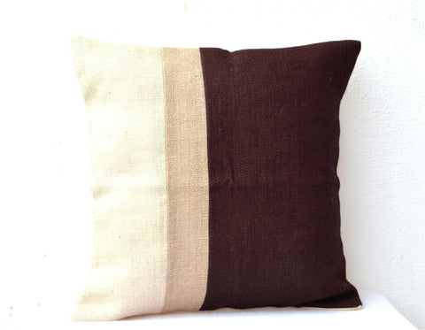 Handmade burlap pillows in neutral earthen hues