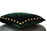 Handmade green velvet pillow with ogld sequin