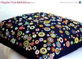Handmade art inspired navy blue pillows with colorful beads
