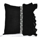 Handmade black throw pillow with crystal sequin