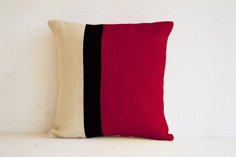 Handmade burlap red pillow covers
