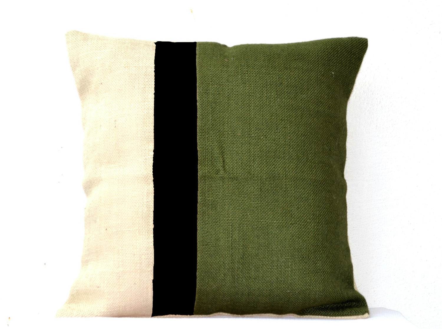 Handmade burlap green decorative cushion covers