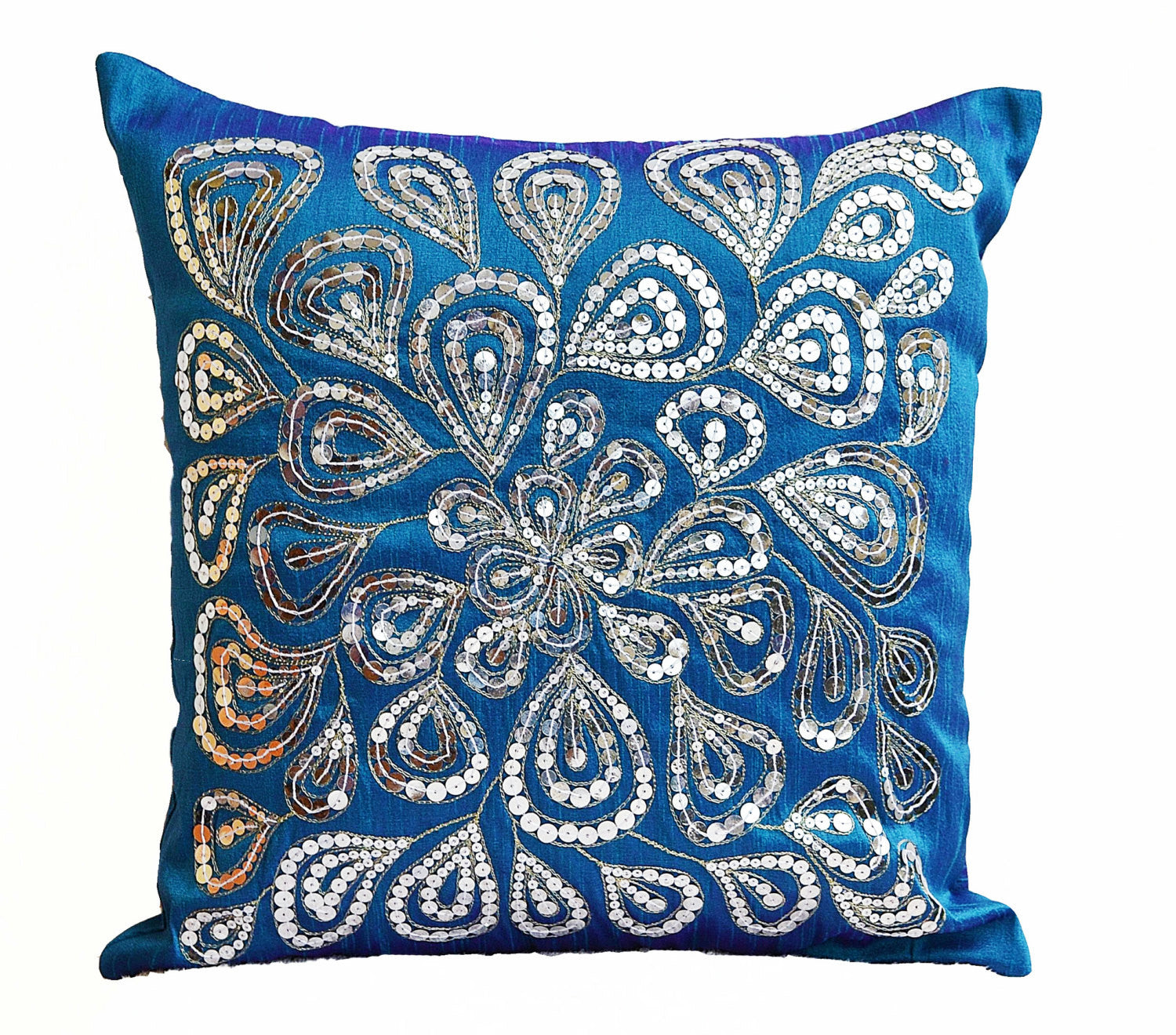 Silver and outlet blue pillows