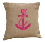 Handmade hot pink throw pillows with nautical design