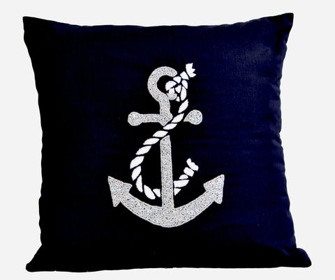 Handmade nautical themed throw pillows with embroidery