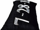 Handmade date black velvet cushion with monogram