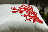 Handmade ivory white beaded coral pillow
