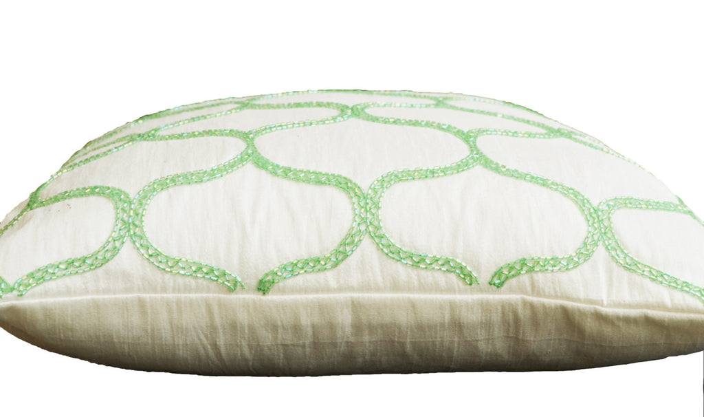Shop for handmade pastel green throw pillow with sashiko pattern