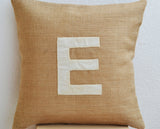 Burlap ivory velvet throw pillows with monogram