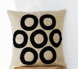 Handmade cream black throw pillows with geometric design