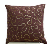 Handmade burlap brown pillow cover with gold sequin