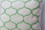Handmade pastel green throw pillow with Sashiko pattern