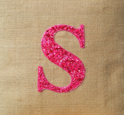Handmade customized pillow with monogram and sequin
