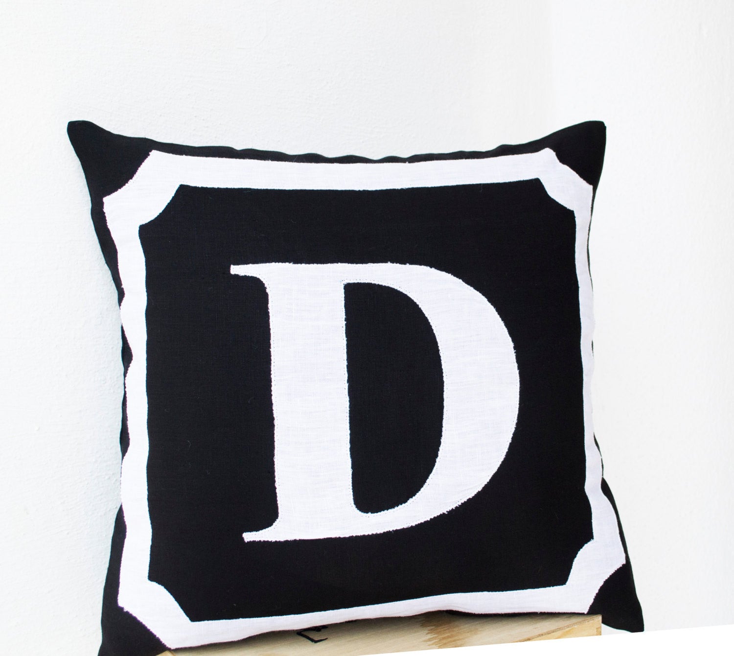 Black and white monogram pillow deals