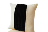 Handmade burlap velvet pillow with color block