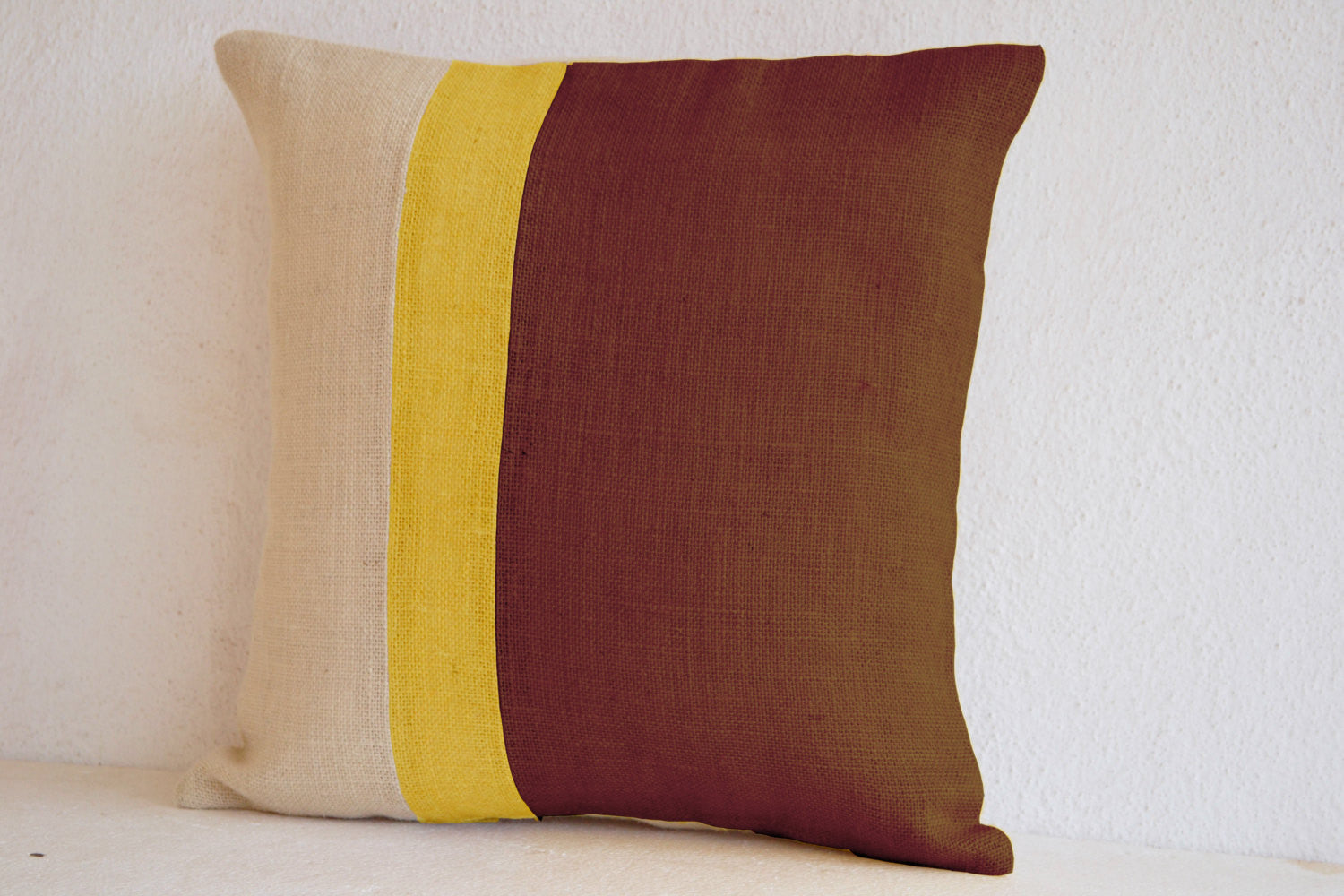 Handmade taupe throw pillows with color block